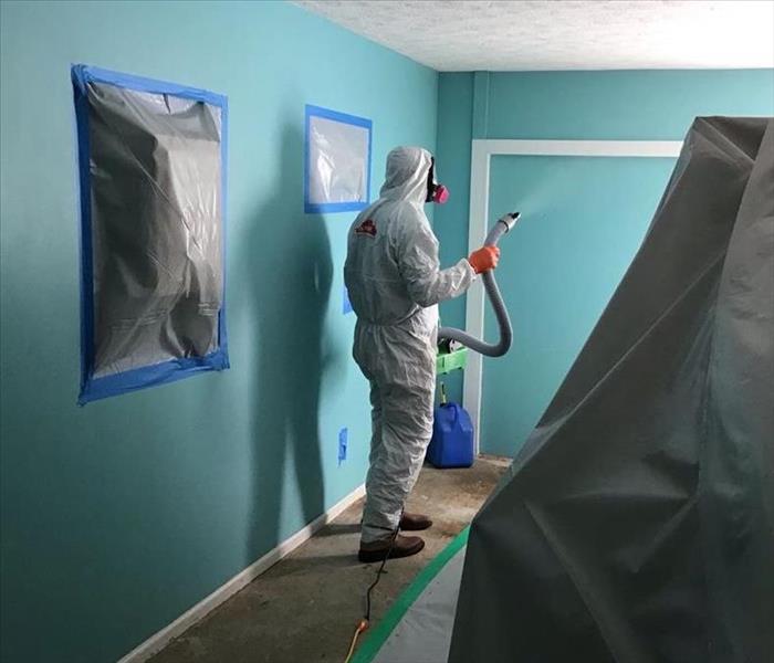 Man in PPE performing mold remediation in Albany, Georgia